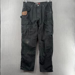 Wrangler Riggs Workwear Ranger Double Knee Pants Mens 36x32 Canvas Black 3W060